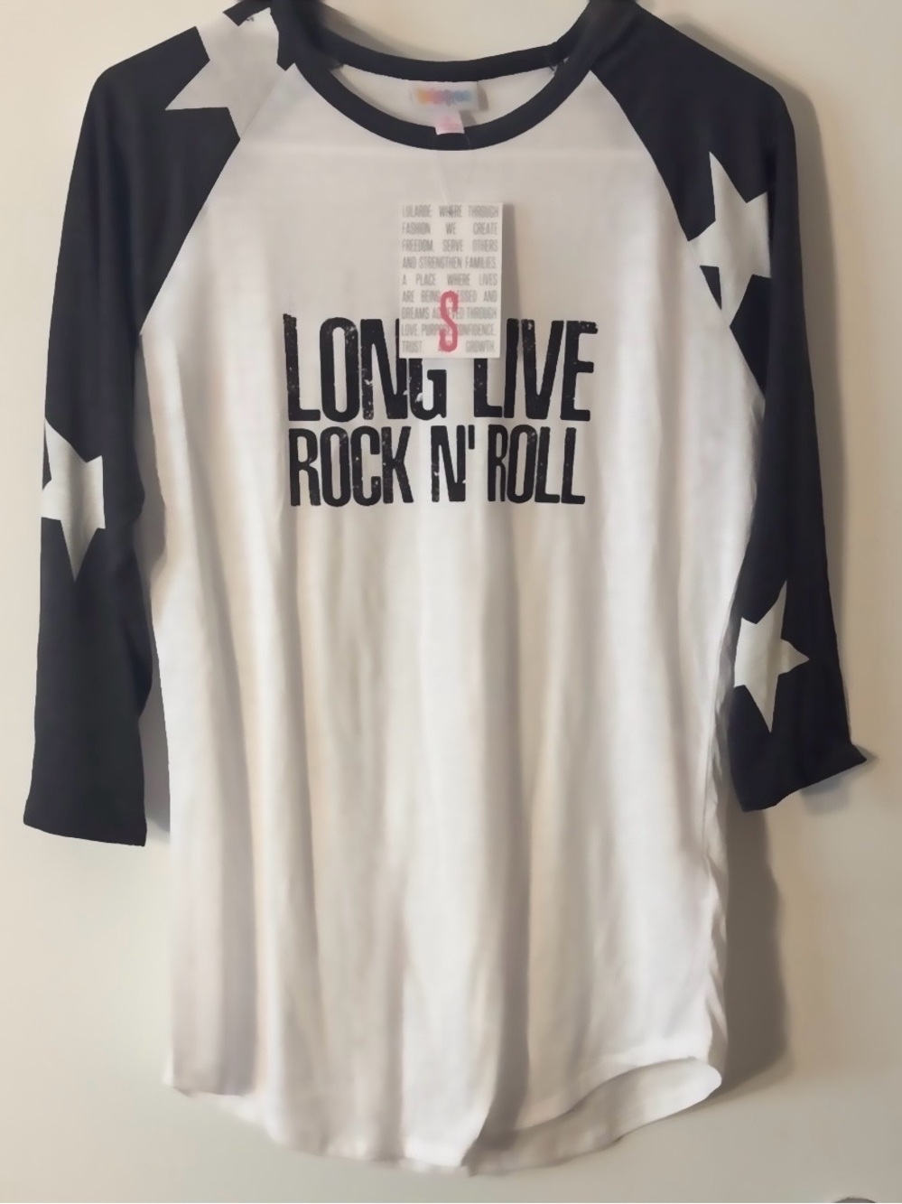Lularoe Randy Baseball Rock Top Long Live Rock N’ Roll Tee T-Shirt Unicorn NWT